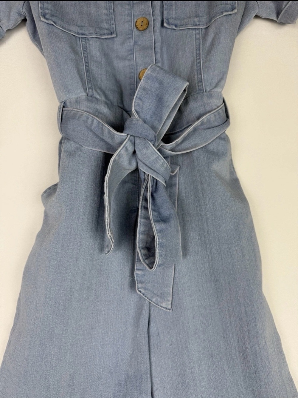 Haute Monde Light Blue Denim Jumpsuit with Tie Waist NWOT - Picture 3 of 6